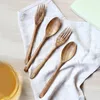 Dinnerware Sets Wooden Soup Spoon Fork Eco Friendly Tableware Natural Oval Ladle Spoons For Cooking Tool Kitchen Accessories