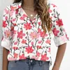 Frauen Blusen Freizeit Floral Shirts Taste Revers Strickjacke Top Dame Lose Roll Up Lange Hülse Frühling Rosa Hemd Frauen blusa Mujer 2023