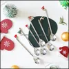 Spoons Stainless Steel Gift Spoon Tableware Jelly Desserts Christmas Decoration Creative Garland Santa Claus Scoop Arrival 2 9Qd Dro Dhfg0