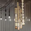 Lampy wiszące nordyckie drewniane światła nowoczesna restauracja kuchenna LED wiszą