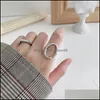 Anelli a fascia 100 Autentico anello regolabile in argento sterling 925 coreano geometrico vuoto ovale aperto per le donne Ymr782 gioielli con consegna a goccia Otqiy