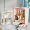 Boîtes de rangement de grande capacité, boîte à cosmétiques avec miroir lumineux LED, conteneur de bureau, rouge à lèvres, soins de la peau, organisateur de maquillage