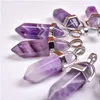 Anhänger Yuncai-Form-Edelstein-Anhänger, sechseckiger Chakra-Kristall, spitzer Naturstein für Halsketten-Schmuckherstellung, Amethyst-Tropfen, Delive Amwbv