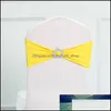 Chair Covers 27 Colours Wedding Spandex Sash Stretch Elastic Band With Crown Buckle Banquet El Party Decoration Bow Tie Ribbon Drop Otqho