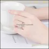 With Side Stones Sier Jewelry Finger Ring Female Style For Business Anniversary Day Gift Lucky Clover Rings Drop Delivery Dhzwt