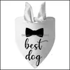 Dog Apparel Fashion Wedding Triangle Bandanas Letter Pattern Pet Scarf Adjustable Soft Bib For Medium Large Accessories Drop Deliver Dhdyh