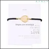 Bedelarmbanden zirkon liefde hart verstelbaar gevlochten string micro inlay bangle sieraden cadeau voor vrouwelijke mannen met wenskaart drop leveren dhkcd