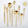 Gold Flatare Wedding Dijkartikelen Goud Goud Keerwerk Mes Vork Lepel Roestvrij staal AFBEELDING SILVERWARE SS0117