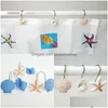 Hooks Rails 12Pcs Seashell Shower Curtain Bathroom Beach Shell Decor Drop Delivery Home Garden Housekee Organization Storage Dhgg2