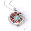 Pendentif Colliers En Acier Inoxydable 316L Mode Personnalité Plume Turquoise Collier Diy Aroma Huile Essentielle Peut Ouvrir Phase Boîte Dro Dhvzv