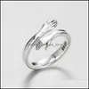 H￤ngen 925 Sterling Sier Creative Couples Engagement Opening Ring Terndy Simple Embrace Party Jewets Gifts For Women Drop Deliver Dhbyz