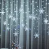 Décorations de Noël LED Snowflake String Light Curtain Fairy étanche lampe à glaçons pour la fête pour le mariage décoration de vacances