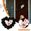 Flores decorativas 2023 Halloween decoração coroa da porta da frente Decoração de rosa artificial preto Garland com horror de mão sangrenta falsa para casa