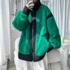 メンズジャケット冬の温かいフリースジャケット男性韓国ファッショントレンドパッチワークストリートウェア10代の大型風のパッド入りコートカジュアル