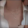 Anhänger Halsketten Koreanische Mode Mtilayer Mond Stern Schlüsselbein Halskette Frauen Gold Elegante Schmuck Großhandel Drop Lieferung Anhänger Dh93Y