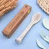 Essgeschirrsets 3PCS/Set tragbares Kochwerkzeug Home Living wiederverwendbares Weizenstroh -Besteck Set Tableware Gabel Löffel