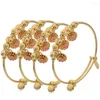 Bangle 4pcs/Lot Dubai Gold Color Bareles for Baby Chind 3-12years Girls Flower Bercelet Africa Jewelry Jewelry