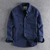 Casual shirts voor heren retro katoenen vracht mannen loszagige flodderige mouw jas streetwear dichtheid vintage kleding