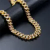 Chains Men Fashion Hip Hop Cuban Chain Necklaces For Male Vintage Gold/Rose Gold/Silver Color Full Stone Necklace 16/18/20/22/24 Inches