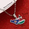 Chains Stainless Steel Enamel South Sudan Map Flag Pendant Necklace Women Men Chain Jewelry