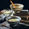 Bowls Japanesestyle Ceramic Noodle Bowl Household Large Size Rice Soup Restaurant Commercial Creative Tablew Drop Delivery Home Gard Dhdxm