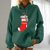 Women's Hoodies & Sweatshirts Winter Fashion Leisure Christmas Party Printed Long Sleeve Hooded Pullover Top Oversized Streetwear Velvet Har