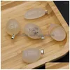 Pendant Necklaces Natural Irregar Stone Pendants Polished White Agate Necklace Accessories For Jewelry Making Bracelet Crystal Drop D Dhmtk