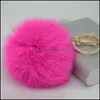 Porte-clés En Gros Mignon Pomppomp En Cuir Véritable Boule De Fourrure De Lapin En Peluche Chaîne Pour Anneau De Voiture Sac Pendentif Porte-clés Drop Delivery Bijoux Dh4Pb