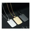 Pendant Necklaces Trendy Classic Smooth Tag For Mens Fashion Simple Casual Party Jewelry Gift Drop Delivery Pendants Dh5Ie