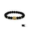 Bracelets de charme bijoux religieux 10pcs / lot Tête de bouddha digne digne avec des perles de pierre d'agate mate naturelle 8 mm Livraison Dhrfu