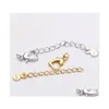 موصلات Sier Gold Plated Extension Cains with Tag Heart Buckle Clasps for Netlace Bracelet DIY Jewelry Accessory Drop Deli DHZVW
