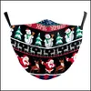 Designer Masks Christmas Face Mask Merry Santa Snowman Snowflake Pattern Dustproof Sunsn Washable Men Women Drop Delivery Home Garde Dhd2F