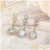 Navelklockknapp ringer Diamond Dingle Bars Belly Crystal Body Jewelry Piercing Flower Shape Pendant DHSNAVE RING Drop Delivery DHSO7