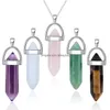 Pendants Tous nature naturel semi-pr￩cieuse Crystal Gu￩rison Hexagonal Point Pendentif Perle Drop Livraison AM1BB