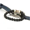 Bracelets De Charme Hommes Cadeau En Gros Arrivée Alliage Métal Lava Rock Pierre Perles Fitness Mode Haltère Avec Des Mots Drop Delivery Jewel Dh5O2