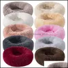 Katbedden meubels Ronde gevormd pluizige donzige hondenkitten Kitten Kitten Kitten Winter Warm Pet House Drop Delivery Home Garden Supplies DHBFP