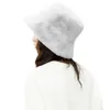 Chapeaux à large bord femmes filles hiver épaissi moelleux en peluche plaine couleur unie Protection solaire compressible chapeau de pêcheur en plein air
