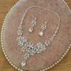 Necklace Earrings Set 3Pcs Rhinestone Crystal Bridal Necklaces Tiaras Sets Beads Wedding Engagement Jewelry