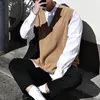 Men's Vests Winter Slim Fit Sleeveless Cashmere Knitting Woolen Pullover Casual Sweater Waistcoat Vest V-neck Sleeve Single Knit