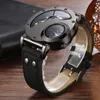 Armbanduhren Herren Sport Militäruhren Einzigartige Mehrere Zeitzone Coole Punk Quarzuhr Männer Leder Reloj Mann Braun Schwarz Rock Armbanduhr