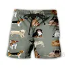 Herr shorts mode 3d tryck rolig hund sommar strand streetwear män snabb torr semester avslappnad
