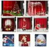 Shower Curtains Christmas Tree Printing Bathroom Waterproof Curtain Set Toilet Cover Mat Non-slip 4pcs