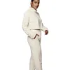 Женские брюки с двумя частями 2pcs/Set Women Outfit Стильный темперамент Top Reslected Fit Plush Bulover Blouns Sweet для йоги