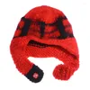 Bérets Tricoté Cheveux De Vison Chapeaux D'hiver Chapeau Avec Oreillettes Casquettes Russes Capuche De Fourrure Laine Bomber Femme Chaud Bonnets Cap