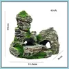 Garden Decorations 1Pcs Emation Rockery Mountain View Rock Cave Stone Tree House Resin Crafts Fish Tank Landscap Ornaments Aquarium Otrbg