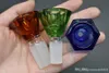 14 mm 18 mm männlicher 3D-Diamantglas-Rauchtabakkopf, bunte Bernstein-/Blau-/Grün-/Klarglas-Bongschüssel für Wasser-Ölbohrinsel-Bongs