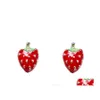 Stud Drop Of Oil Red Stberry Ear Studs For Women Girls Children Nice Gift Lovely Fruit Earring So Cute Girl Jewelry Delivery Earrings Dhzkf