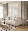 Curtain Floral Farmhouse Curtains Semi-Blackout Living Room Drapes Jacquard Blackout Country Window Panels Bedroom Beige