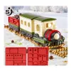 أدوات الكيك SJ عيد الميلاد Mod Gingerbread Train Decoration Sile Baking Moulds APPD Mousse Craft Bakeware Tray T200524 Drop Delivery Hom DHLJ7