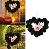 Flores decorativas 2023 Halloween decoração coroa da porta da frente Decoração de rosa artificial preto Garland com horror de mão sangrenta falsa para casa